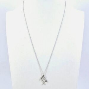 10K Solid White Gold Diamond Accent White Gold Musical Note Pendant Necklace
